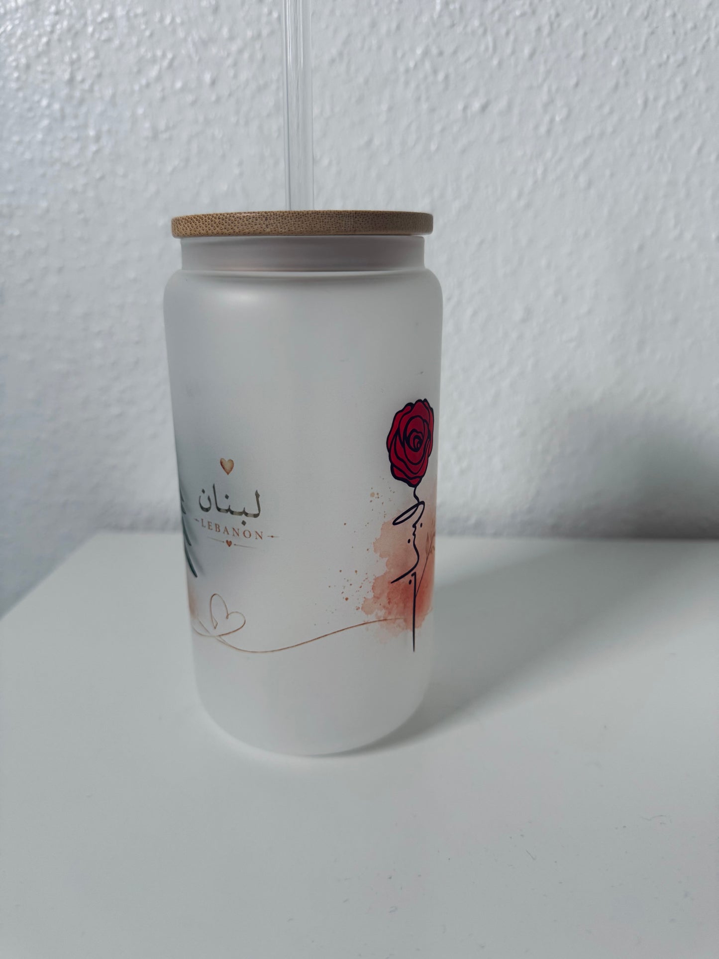 Libanon Glas mit Zedernbaum & Rose 🇱🇧🌹