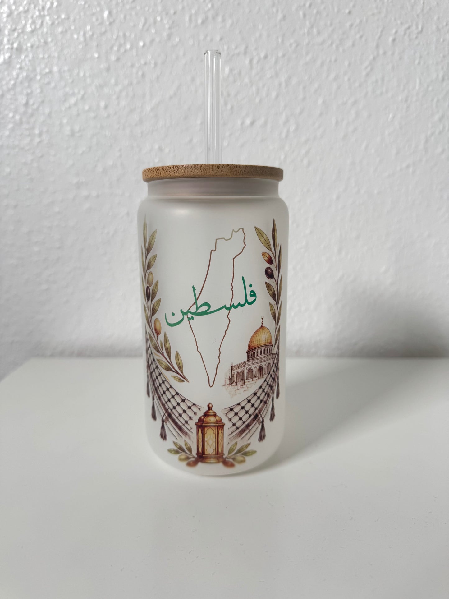 Palästina Glas mit Bambusdeckel 🇵🇸✨