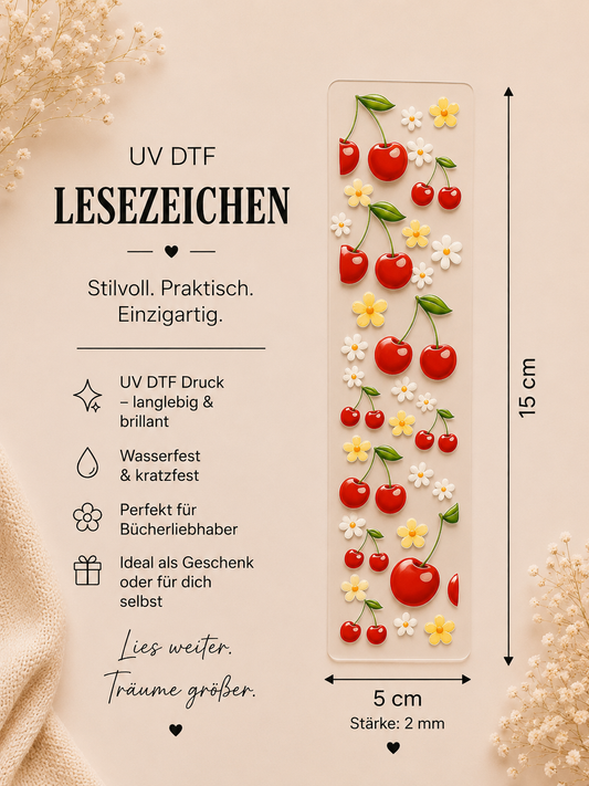 🌸🍒UV DTF Lesezeichen – ,,Cherry Bloom“