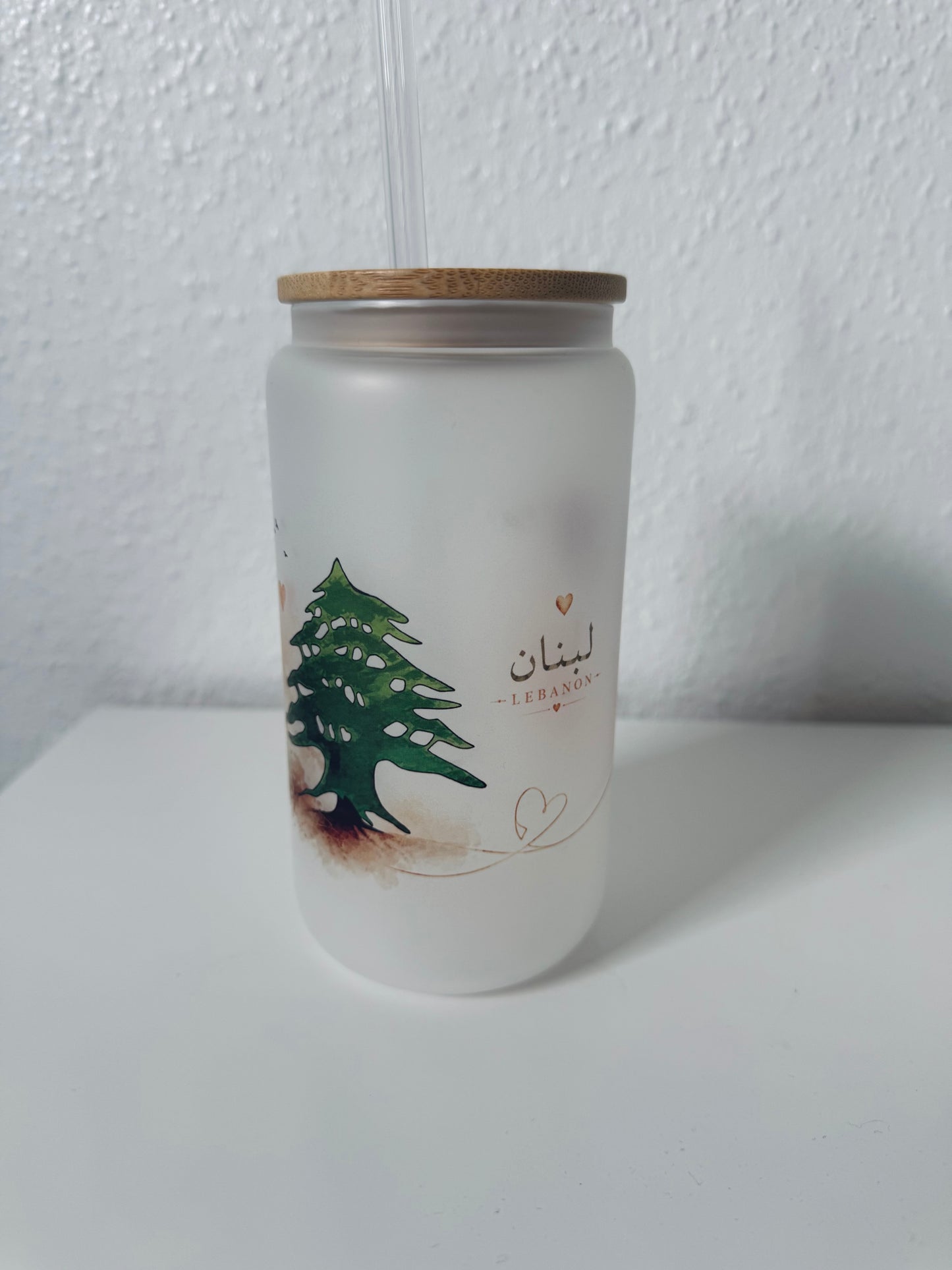 Libanon Glas mit Zedernbaum & Rose 🇱🇧🌹