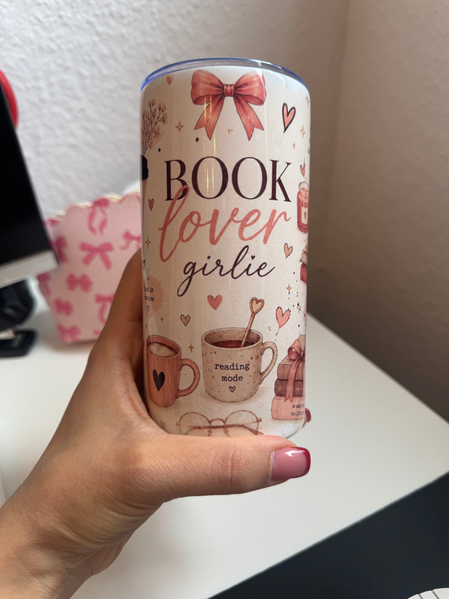 🎀📚Book Lover Girlie – 12 oz Thermobecher