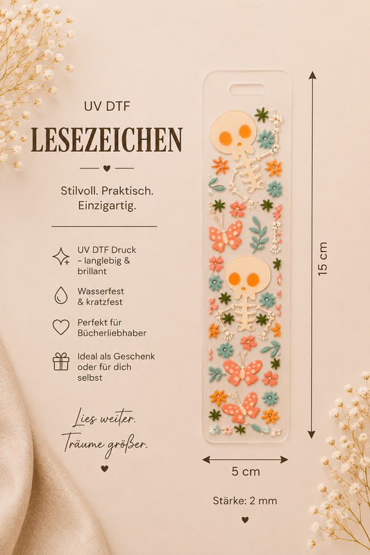 💀 UV DTF Lesezeichen – Spooky Blooms