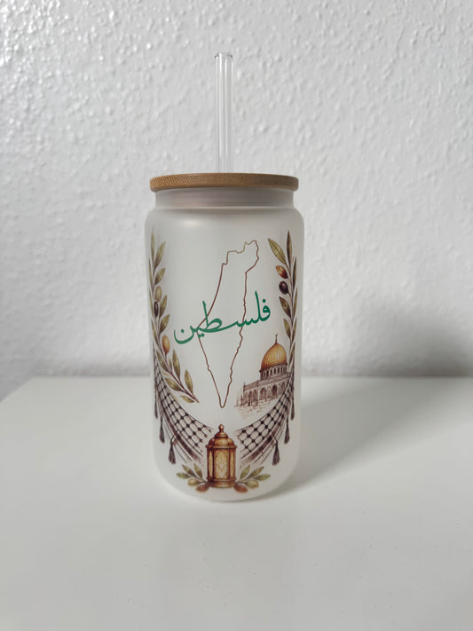 Palästina Glas mit Bambusdeckel 🇵🇸✨