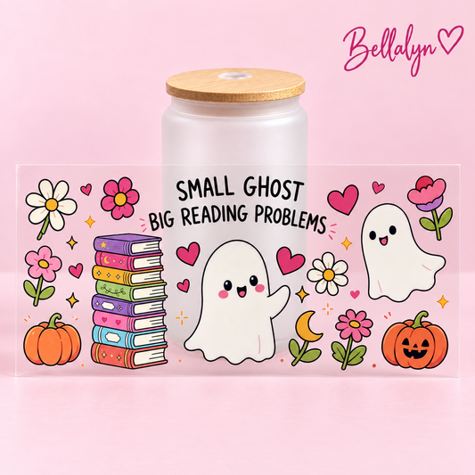 Trinkglas ,,Small Ghost, Big Reading Problems“
