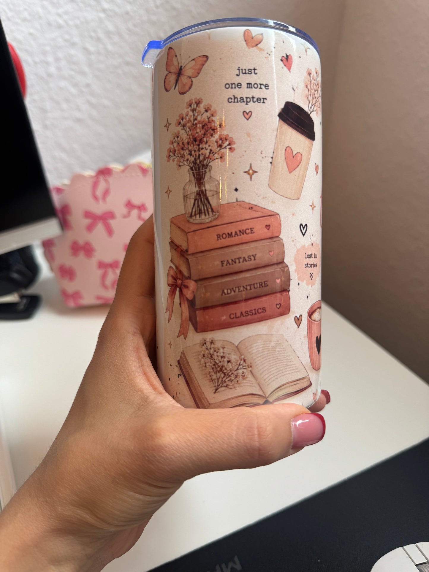 🎀📚Book Lover Girlie – 12 oz Thermobecher