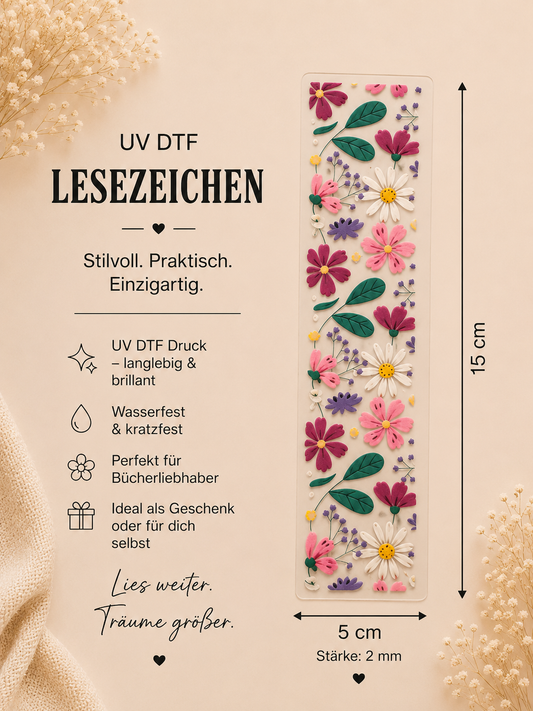 🌸 🌺UV DTF Lesezeichen - ,,Flower Power“