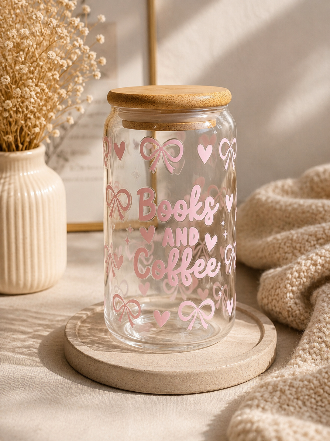 🎀 Books & Coffee – Trinkglas