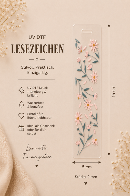 🌸 UV DTF Lesezeichen – Floral Bloom