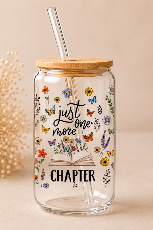 Glasbecher ,,Just one more Chapter“ Design