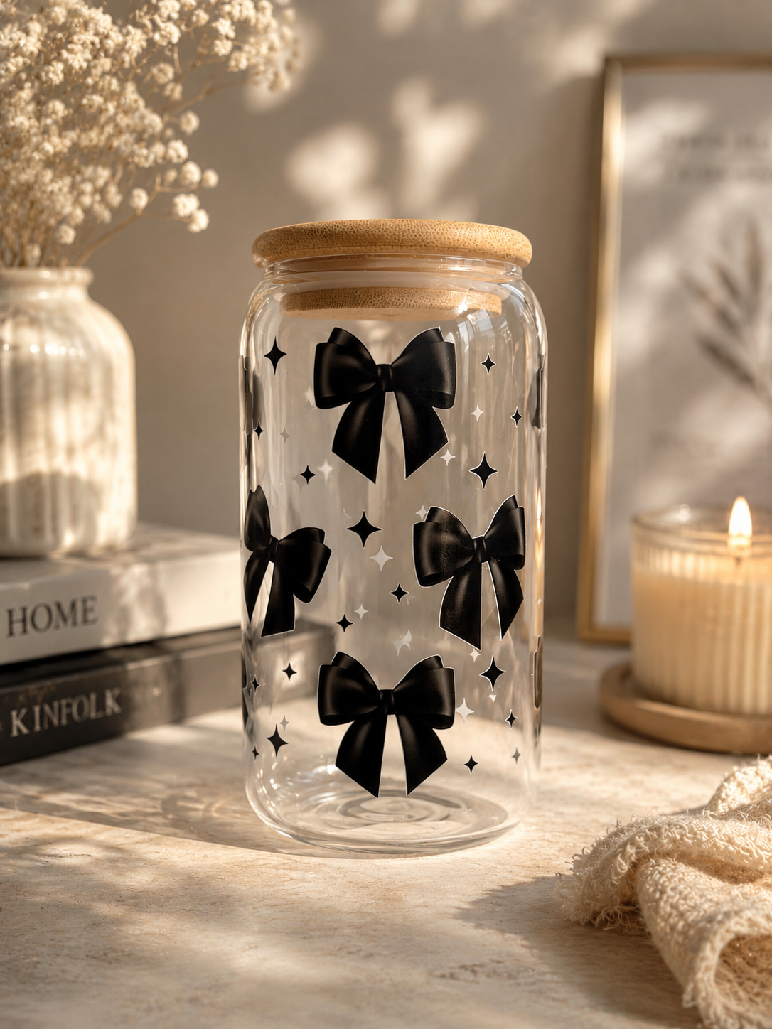🎀 Trinkglas mit Schleifen-Design