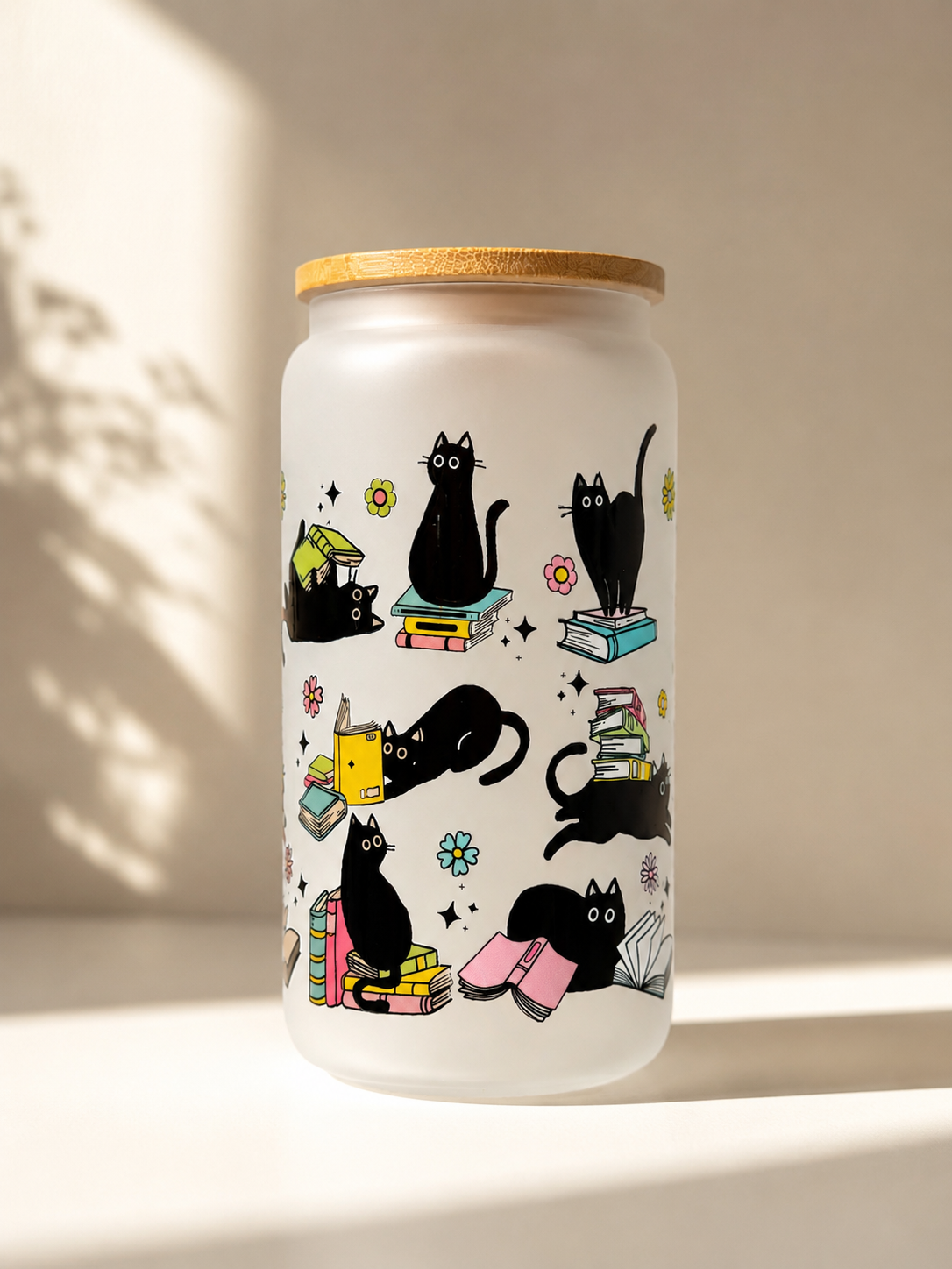 📚 🐈‍⬛Trinkglas „Bookish Cats“