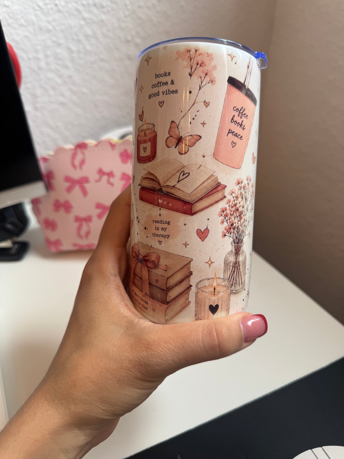 🎀📚Book Lover Girlie – 12 oz Thermobecher