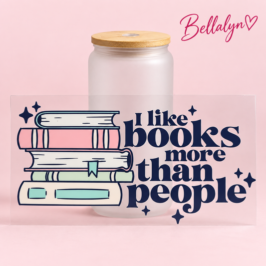Trinkglas „I Like Books more than People“