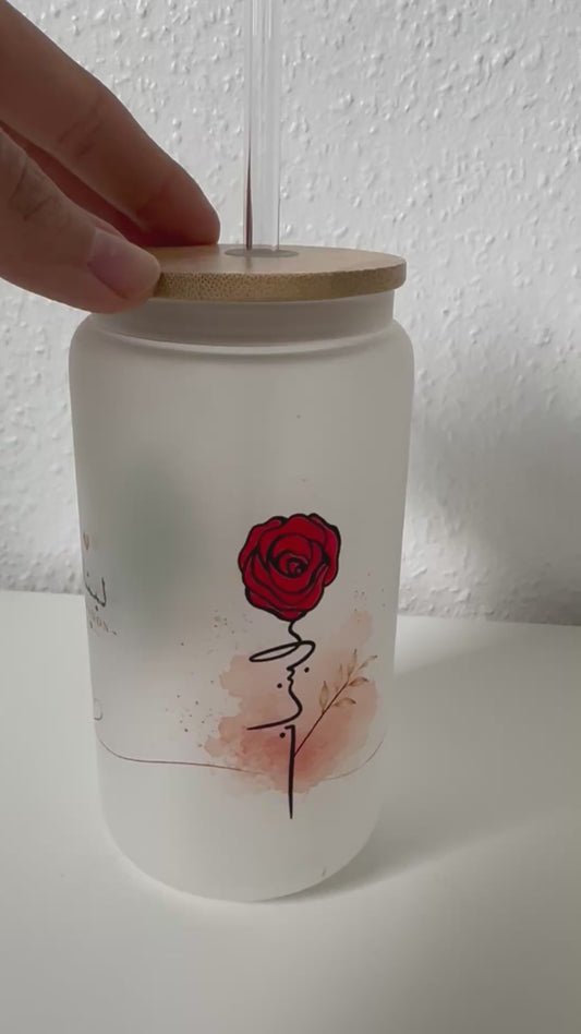 Libanon Glas mit Zedernbaum & Rose 🇱🇧🌹